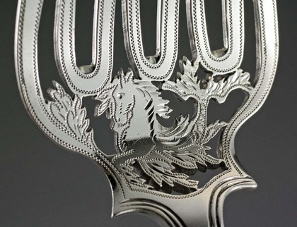 Victorian Silver Fish Servers - Sea Horses, John Stone, Exeter